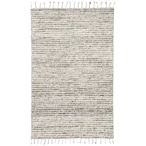Tamil Perkins Handmade Dot Ivory/ Black Area Rug (5'X8')