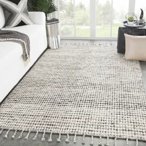 Tamil Perkins Handmade Dot Ivory/ Black Area Rug (5'X8')