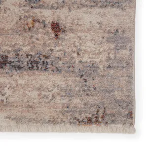 Terra Vibe by  Heath Abstract Gray/ Red Area Rug (5'3"X7'10")
