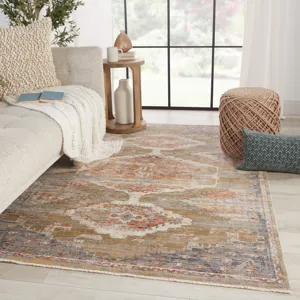 Terra Vibe by  Haelyn Medallion Multicolor/ Olive Runner Rug (2'9"X8')