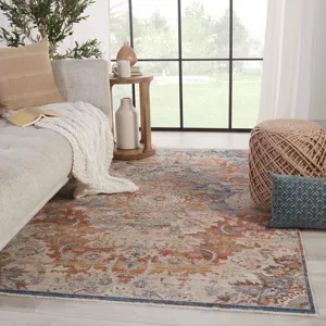 Terra Vibe by  Jemsa Medallion Blue/ Orange Runner Rug (2'9"X8')