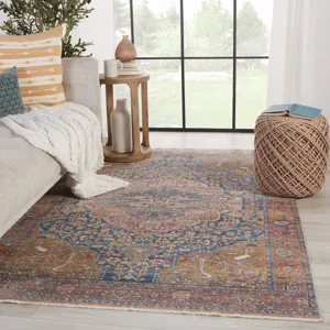 Terra Vibe by  Saphir Medallion Multicolor/ Blue Runner Rug (2'9"X8')