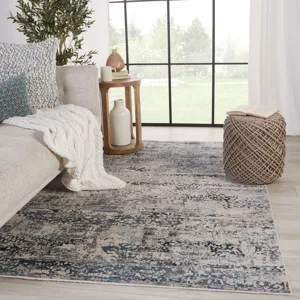 Tunderra Vibe by  Halston Abstract Gray/ Blue Area Rug (8'10"X12'7")