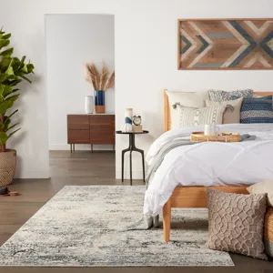 Tunderra Vibe by  Halston Abstract Gray/ Blue Area Rug (8'10"X12'7")