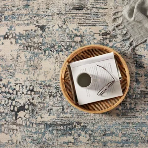 Tunderra Vibe by  Halston Abstract Gray/ Blue Area Rug (8'10"X12'7")