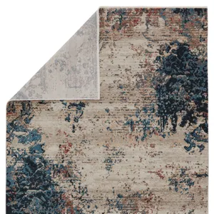 Tunderra Vibe by  Terrior Abstract Blue/ Red Area Rug (8'10"X12'7")