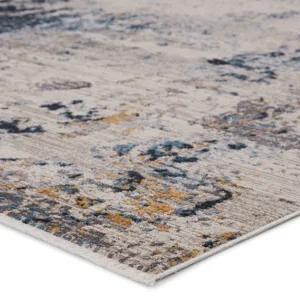 Tunderra Vibe by  Terrior Abstract Blue/ Gold Area Rug (5'3"X7'6")
