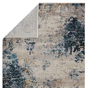 Tunderra Vibe by  Terrior Abstract Blue/ Gold Area Rug (5'3"X7'6")