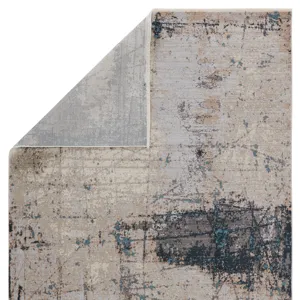 Tunderra Vibe by  Sana Abstract Gray/ Blue Area Rug (8'10"X12'7")
