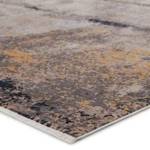 Tunderra Vibe by  Trevena Abstract Gray/ Gold Area Rug (5'3"X7'6")