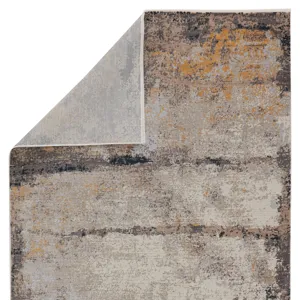 Tunderra Vibe by  Trevena Abstract Gray/ Gold Area Rug (5'3"X7'6")