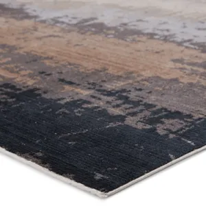 Tunderra Vibe by  Wystan Abstract Gray/ Blue Area Rug (5'3"X7'6")