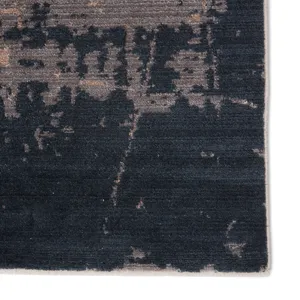 Tunderra Vibe by  Wystan Abstract Gray/ Blue Area Rug (5'3"X7'6")