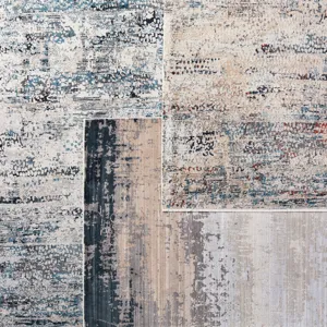 Tunderra Vibe by  Wystan Abstract Gray/ Blue Area Rug (5'3"X7'6")