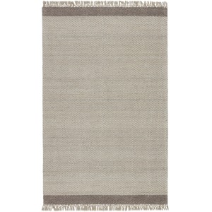 The Weekend Sunday Handmade Border Light Gray/ Ivory Area Rug