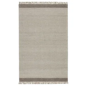 The Weekend Sunday Handmade Border Light Gray/ Ivory Area Rug (8'X10')