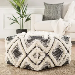 Ultra By Nikki Chu Nikki Chu by  Aaltos Geometric Black/ Ivory Cube Pouf