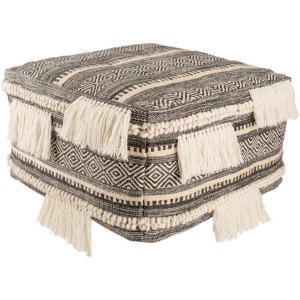 Ultra By Nikki Chu Nikki Chu by  Bahri Tribal Dark Gray/ Ivory Cube Pouf
