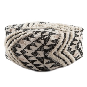 Ultra By Nikki Chu Nikki Chu by  Nomadic Chevron Cream/ Black Cuboid Pouf