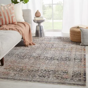 Valentia Elio Oriental Gray/ Black Area Rug (9'3"X13'3")