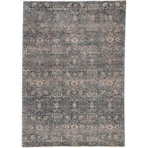 Valentia Torryn Damask Gray/ Blue Runner Rug (2'5