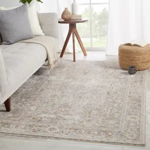 Valentia Amaris Oriental Gray/ Cream Area Rug (9'3"X13'3")