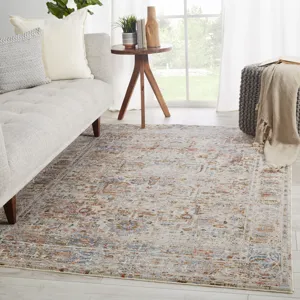 Valentia Pierce Medallion Gray/ Multicolor Runner Rug (2'5"X10')