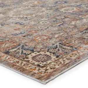 Vanadey Vibe by  Inari Oriental Light Taupe/ Blue Area Rug (5'3"X7'6")