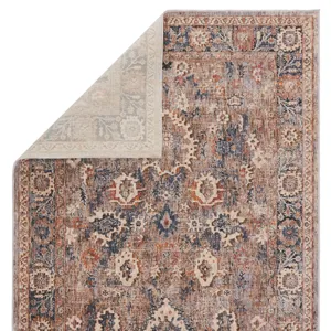 Vanadey Vibe by  Inari Oriental Light Taupe/ Blue Area Rug (5'3"X7'6")