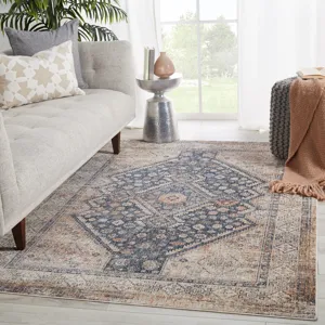 Vanadey Vibe by  Vesna Medallion Blue/ Light Taupe Area Rug (5'3"X7'6")