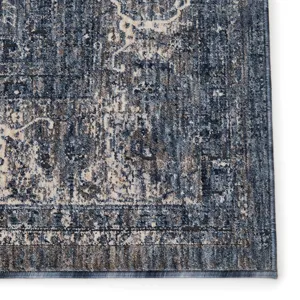 Vanadey Vibe by  Temple Medallion Blue/ Gray Area Rug (5'3"X7'6")