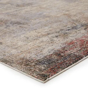 Vanadey Vibe by  Kyson Abstract Light Taupe/ Blue Area Rug (5'3"X7'6")
