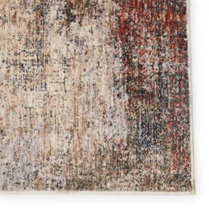 Vanadey Vibe by  Kyson Abstract Light Taupe/ Blue Area Rug (5'3"X7'6")