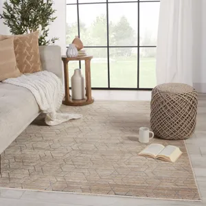 Vienne Cavendish Trellis Tan/ Gray Area Rug (5'X7'6")