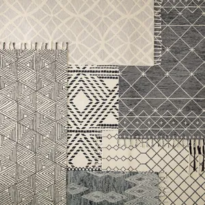 Vera By Nikki Chu Nikki Chu by  Montblanc Handmade Geometric Ivory/ Gray Area Rug (5'X8')