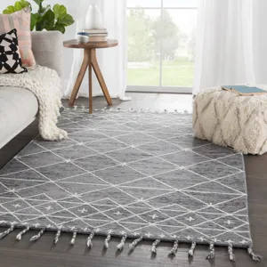 Vera By Nikki Chu Nikki Chu by  Rhea Handmade Trellis Gray/ Ivory Area Rug (2'X3')