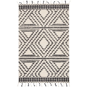 Vera By Nikki Chu Nikki Chu by  Roka Handmade Trellis Ivory/ Black Area Rug