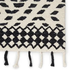 Vera By Nikki Chu Nikki Chu by  Roka Handmade Trellis Ivory/ Black Area Rug (2'X3')