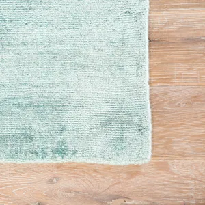Yasmin Yasmin Handmade Solid Aqua Area Rug (5'X8')