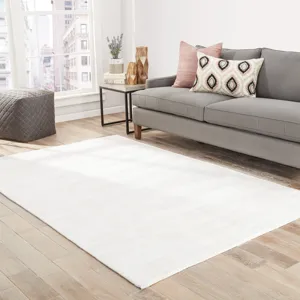 Yasmin Yasmin Handmade Solid White Area Rug (10'X14')
