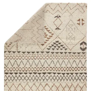 Zuri Zamunda Hand-Knotted Geometric Cream/ Brown Area Rug (5'X8')