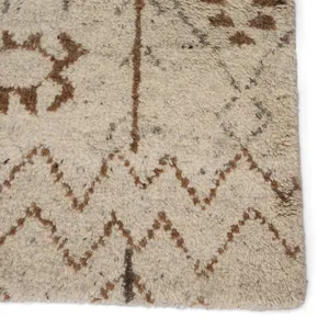 Zuri Zamunda Hand-Knotted Geometric Cream/ Brown Area Rug (5'X8')