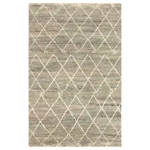 Zuri Batten Hand-Knotted Trellis Green/ Ivory Area Rug (5'X8')