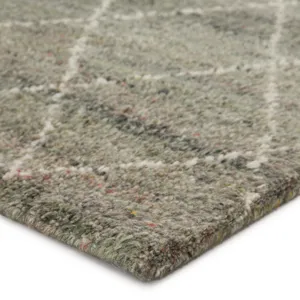 Zuri Batten Hand-Knotted Trellis Green/ Ivory Area Rug (5'X8')