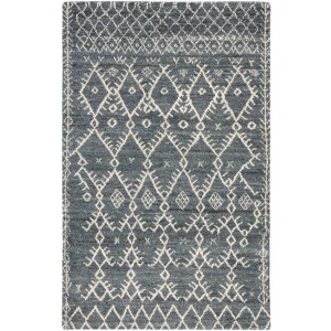 Zuri Zola Hand-Knotted Trellis Blue/ Ivory Area Rug