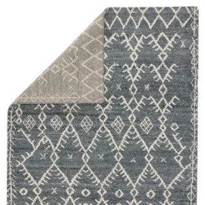 Zuri Zola Hand-Knotted Trellis Blue/ Ivory Area Rug (5'X8')