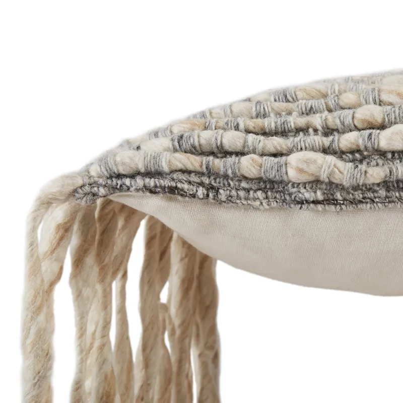 Angora Artos Textured Gray/ Cream Poly Lumbar Pillow