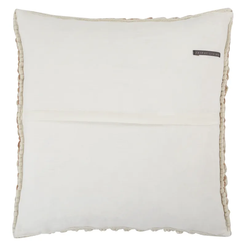 Angora Madur Textured Ivory/ Tan Poly Throw Pillow 22 inch