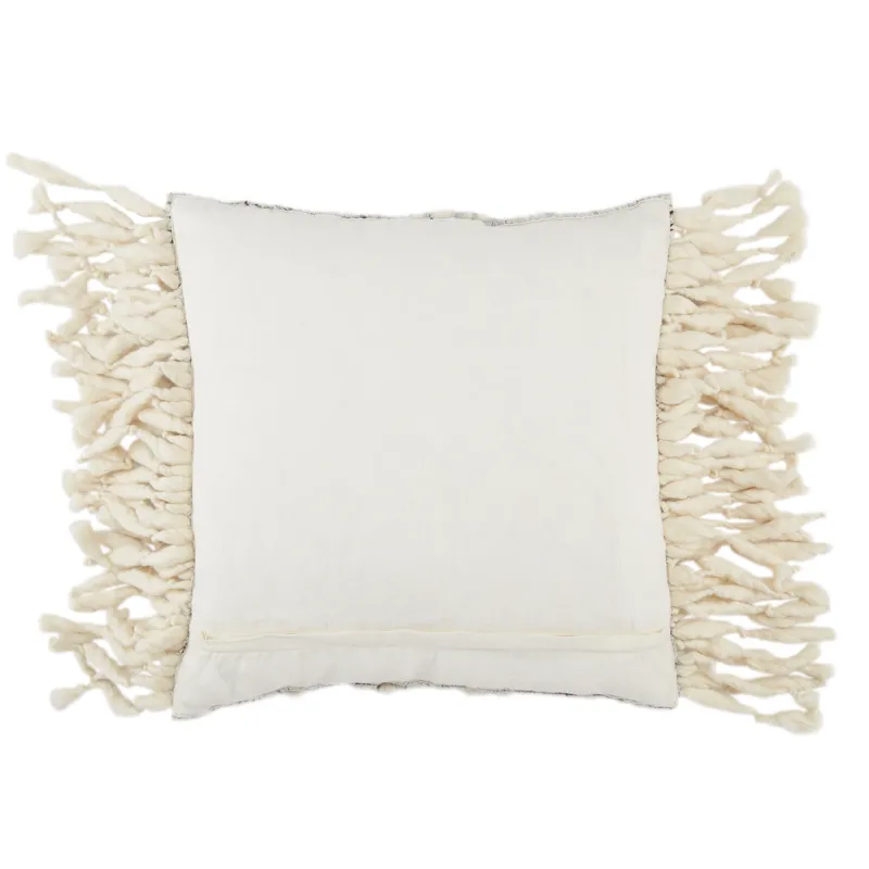 Angora Mahya Textured Ivory/ Light Gray Poly Throw Pillow 22 inch