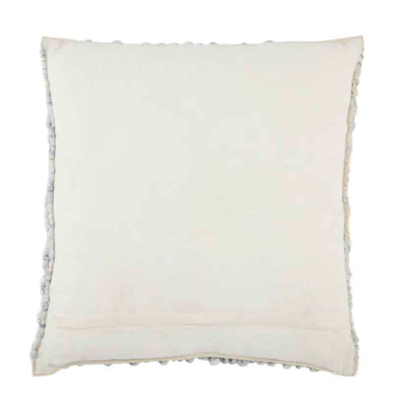 Angora Kaz Textured Ivory/ Light Blue Poly Throw Pillow 22 inch